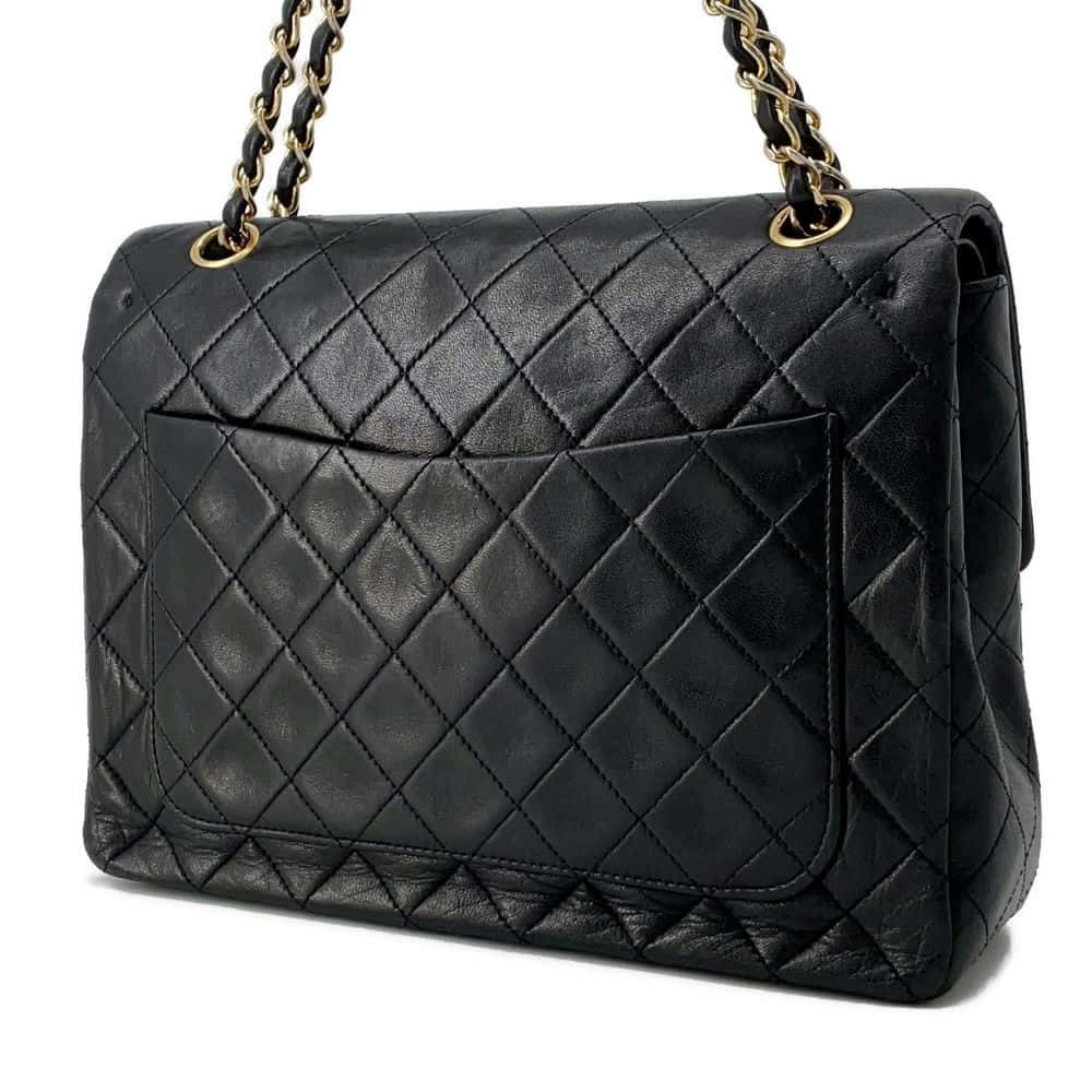 Chanel Coco Double Lambskin Matelasse Chain Bag Black Mark